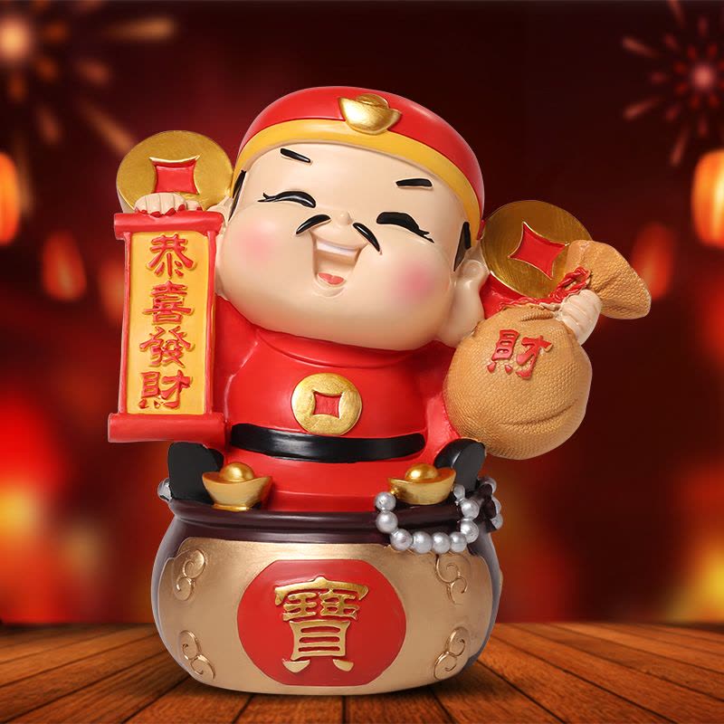 Q版财神爷摆件 可爱公仔招财房间平安摆设小装饰品图片