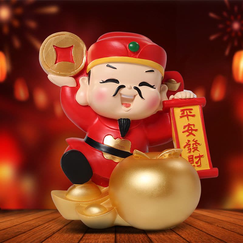 Q版财神爷摆件 可爱公仔招财房间平安摆设小装饰品图片