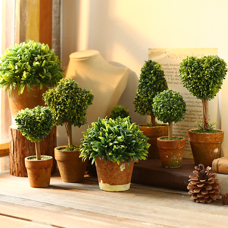可爱创意仿真迷你植物盆栽假花小树摆设室内客厅桌面摆件家居装饰