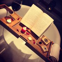 浴缸架浴室伸缩置物架板多功能浴缸隔板卫生间泡澡iPad手机支架竹