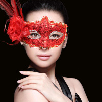 春节晚会化妆舞会面具女公主半脸成人化妆舞会道具儿童眼罩羽毛