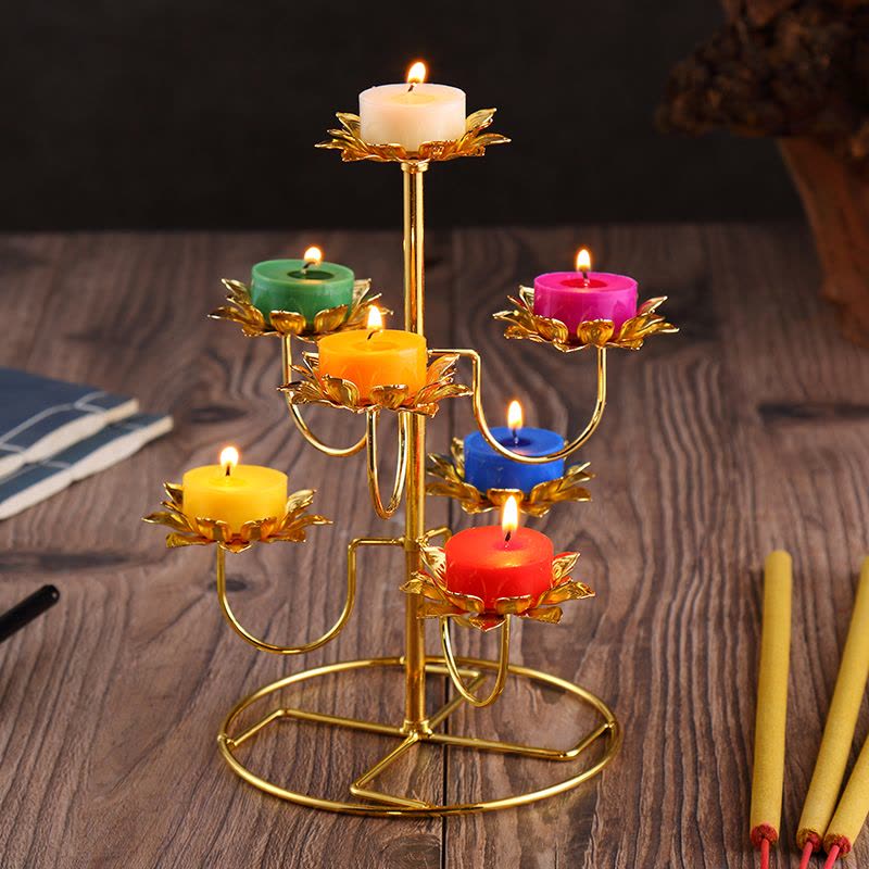 酥油灯座佛具佛教用品七星佛堂油灯108盏莲花佛供灯架长明蜡烛台【价格