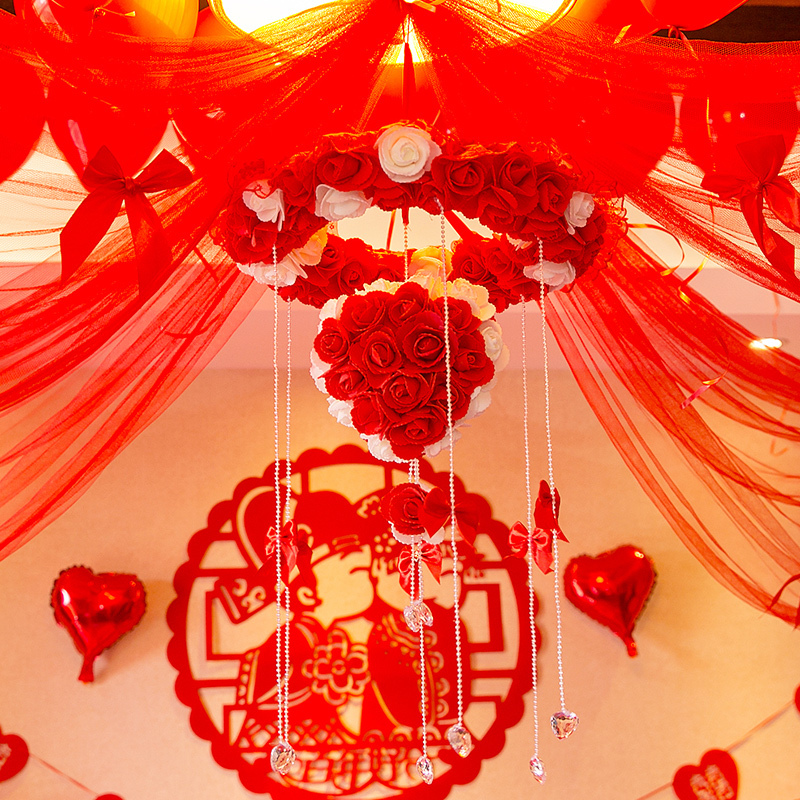 拉花花环纱幔新房婚礼婚房布置装饰套餐创意婚庆结婚用品