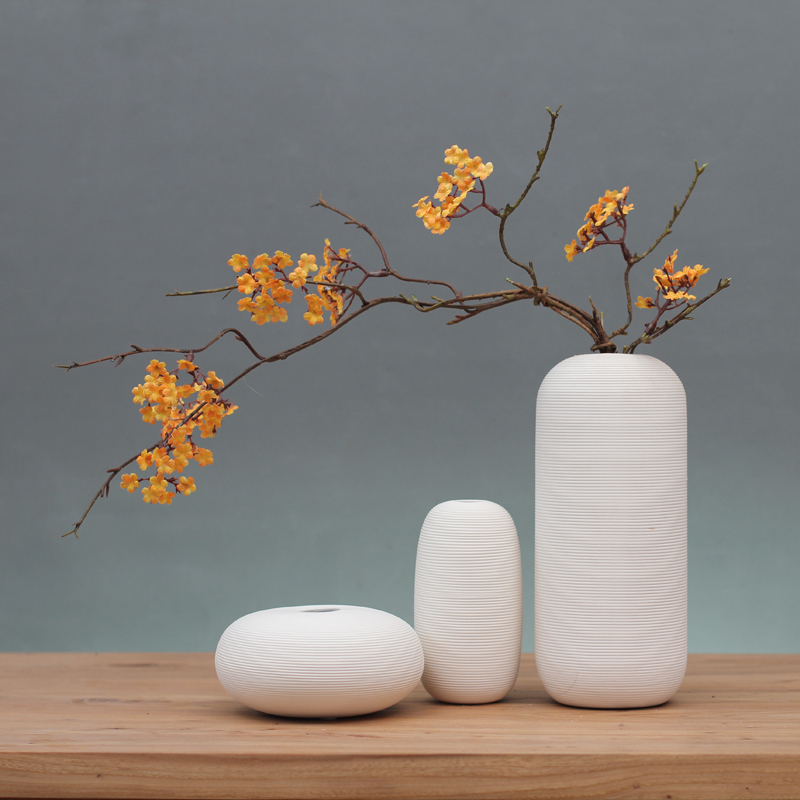 日式禅意纯白素烧陶瓷花瓶花器家居电视柜茶几装饰品工艺品摆件