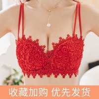 可莉允性感玫瑰花蕾丝手掌杯聚拢文胸罩日系少女小胸加厚无痕调整型内衣胸罩