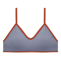 可莉允贴身日记简约轻运动撞色棉质套头可拆胸垫V领背心式文胸内衣少女胸罩