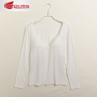 可莉允加厚加绒秋衣女内搭打底莫代尔保暖内衣一体式带胸垫免穿文胸上衣胸罩