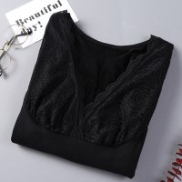 可莉允保暖内衣女加厚加绒冬女衣性感美体蕾丝上衣修身秋衣内穿打底衫胸罩