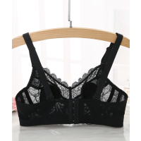 可莉允夏季大码超薄款胖mm防走光聚拢软钢圈蕾丝黑色大罩杯文胸女士内衣胸罩