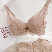 可莉允法式唯美蕾丝内衣女小胸聚拢不空杯无钢圈中厚收副乳调整文胸套装文胸套装