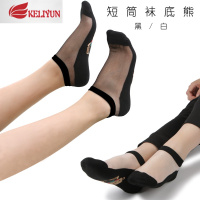 可莉允棉底水晶丝袜春夏季女短黑色卡通小熊猫咪可爱玻璃袜中筒玻璃丝袜丝袜