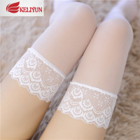 可莉允蕾丝过膝袜子长筒防滑女日系花边萝莉软妹可爱性感大腿黑白色丝袜丝袜