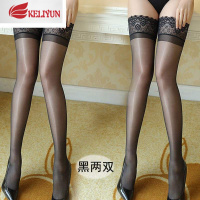 可莉允3条装性感蕾丝花边硅胶滑油亮珠光长筒袜诱惑大丝袜过膝大腿丝袜