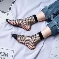 可莉允。[4双装]渔网袜短袜女士鱼网袜黑色短丝袜秋冬季网眼网格丝袜丝袜