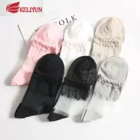 可莉允冬爱防滑棉底中筒丝袜女透明水晶袜薄款蕾丝花边透气玻璃丝袜子女丝袜