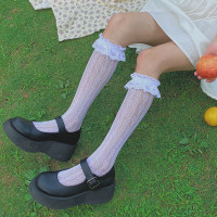 可莉允LET SEE白色蕾丝袜子女春夏短袜花边中筒软妹日系洛丽塔公主袜丝袜