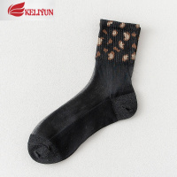 可莉允袜子女豹纹丝袜银葱亮丝潮韩薄款袜棉底百搭中筒袜水晶丝玻璃短袜丝袜