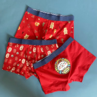可莉允本命年大红色中腰男士内裤男青年卡通棉平角裤个性透气四角裤头内裤