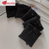 可莉允5条黑色棉内裤女中腰大码包臀简约花边黑棉裆少女士三角裤内裤