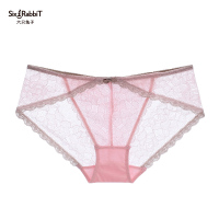 可莉允六只兔子少女蕾丝内裤女中腰性感超薄女生学生三角日系仙粉色包臀内裤