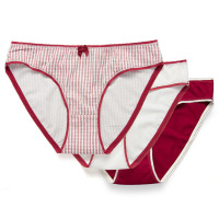 可莉允棉三角内裤女裤棉中腰时代韩版简约女士无痕透气红色棉店无痕内裤