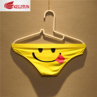 可莉允男士个性笑脸印花内裤低腰性感透气可爱青年三角裤男潮流骚气裤头内裤