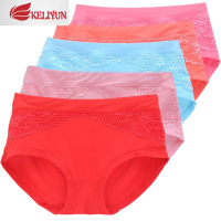 可莉允好穿的5条装莫代尔女士中腰内裤头提臀收腹舒适大码胖MM漂亮三角内裤