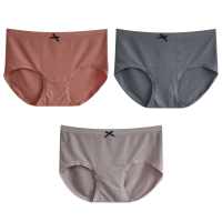 可莉允3条装纯色莫代尔内裤女中腰包臀无痕可爱蝴蝶结透气少女三角短裤内裤
