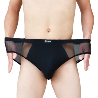 可莉允夏超薄冰丝透明性感三角内裤男青年网纱透气中腰三角裤裤头红大码内裤