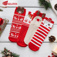 可莉允4双装圣诞袜女 秋冬卡通可爱动物女生中筒袜甜美喜庆新年红色袜子袜子