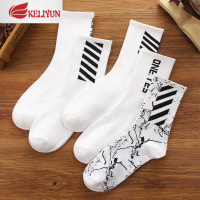 可莉允袜子男中筒夏季潮流高帮长筒篮球袜薄款透气嘻哈运动袜白色长袜子袜子