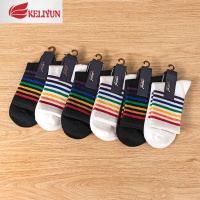 可莉允棉女生七彩条纹棉袜春天保暖女袜女装棉袜子女式棉中筒袜袜子