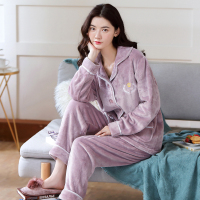 可莉允珊瑚绒睡衣女秋冬款2021年新款法兰绒加厚加绒冬季保暖女士家居服睡衣