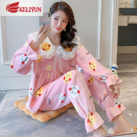 可莉允冬季睡衣女加厚法兰绒甜美公主可爱冬天珊瑚绒日系萝莉家居服套装睡衣