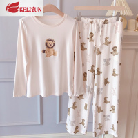 可莉允日系可爱狮子睡衣女秋冬长袖莫代尔棉春秋卡通兔子家居服套装睡衣
