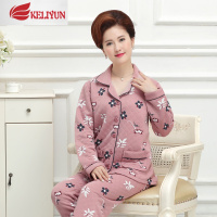 可莉允夹层妈妈睡衣冬季棉长袖中老年加厚夹棉睡衣女秋冬款家居服套装睡衣