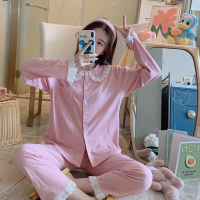 可莉允清新秋季睡衣女长袖棉宽松韩版简约少女休闲秋冬薄款家居服套装睡衣