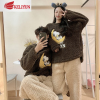 可莉允羔绒史努比睡衣男女秋冬季绵加厚长袖情侣家居服套装可外穿睡衣