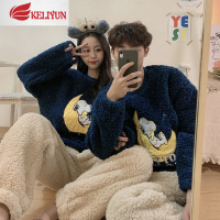可莉允羔绒史努比秋冬季珊瑚绒情侣睡衣女保暖加厚男士家居服套装可爱睡衣