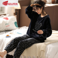 可莉允珊瑚绒睡衣女秋冬季加厚韩版清新法兰绒家居服套装冬天2020年新款睡衣