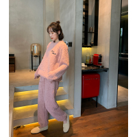 可莉允珊瑚绒情侣睡衣女秋冬新款季加绒加厚女士仿羔绒时尚家居服套装睡衣