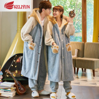 可莉允情侣睡衣秋冬款 珊瑚绒 男士女法兰绒可爱加厚加绒冬季家居服套装睡衣