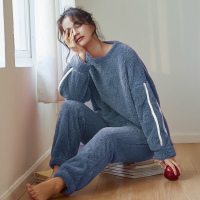 可莉允金喜彩2020秋冬新款珊瑚绒睡衣秋冬女加厚保暖法兰绒家居服套装睡衣