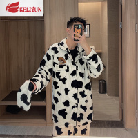 可莉允奶牛情侣睡衣2020新款秋冬款珊瑚绒加绒加厚男女法兰绒家居服套装睡衣