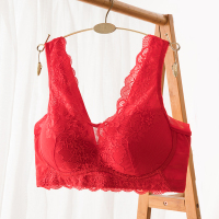 可莉允本命年大红色内衣女婚庆结婚文胸聚拢收副乳无钢圈舒适背心式美背胸罩