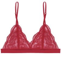 可莉允好奇小姐法式内衣女无钢圈文胸罩性感蕾丝小胸红色本命年少女超薄胸罩