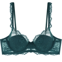 可莉允好奇小姐红内衣女本命年夏季薄款聚拢大胸显小法式文胸罩蕾丝少女胸罩