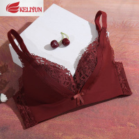 可莉允内衣女无钢圈收副乳防下垂上托小胸聚拢酒红色文胸调整型女士胸罩胸罩