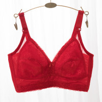 可莉允结婚本命年大红色内衣女无钢圈全罩杯大胸显小聚拢大码超薄款文胸胸罩