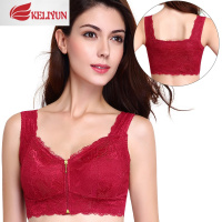 可莉允全罩杯前扣拉链大码美背文胸收副乳内衣女无钢圈睡眠胸罩聚拢上托胸罩